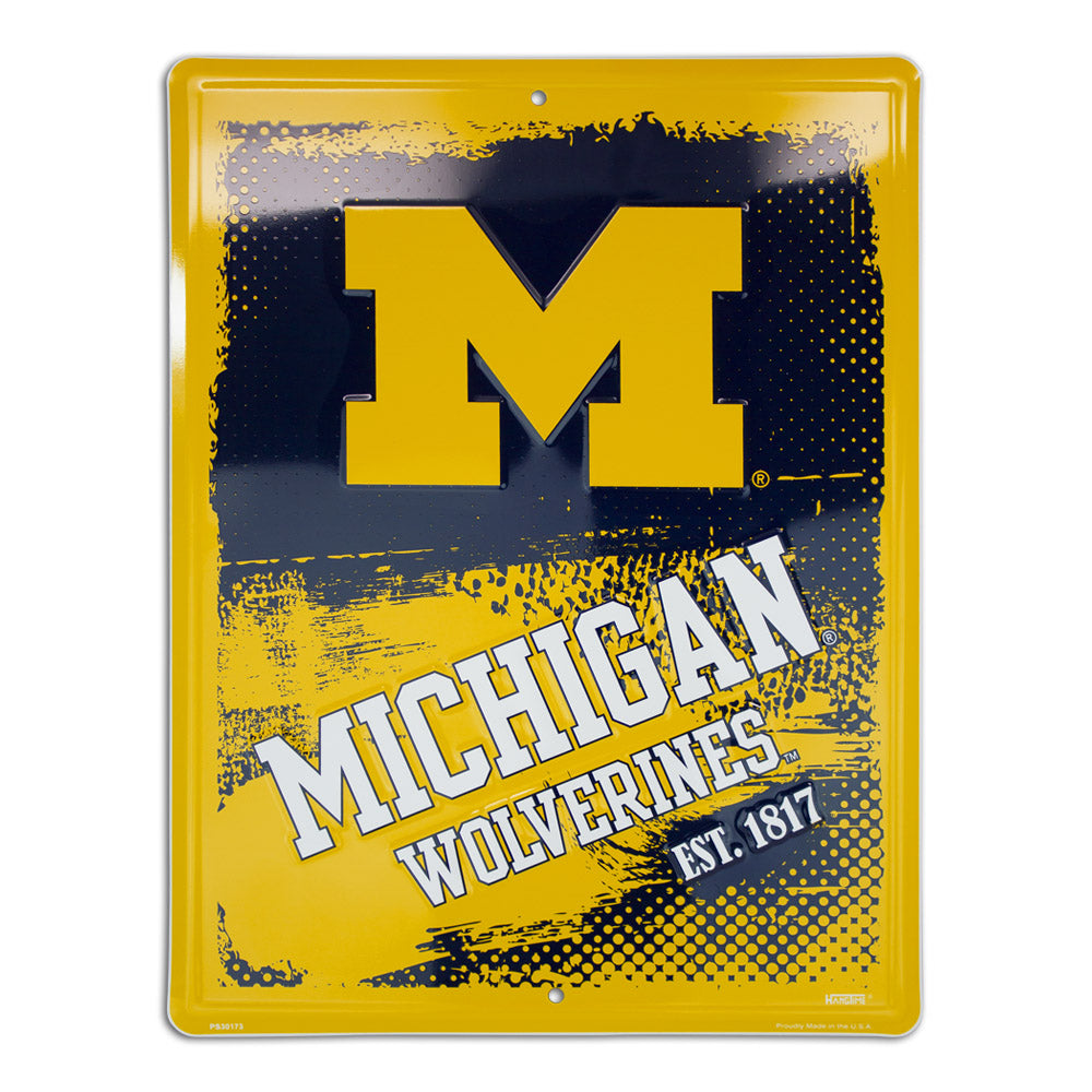 PS30173-  Michigan Wolverines Grunge Sign