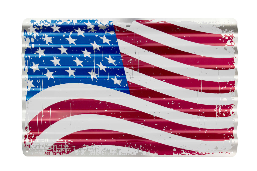 COR32002 - Waving American Flag Corrugated Sign
