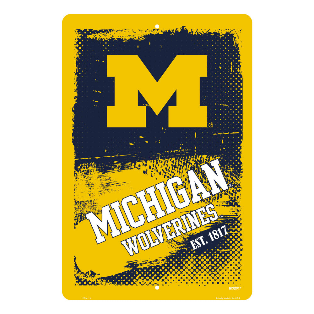 PS30173-  Michigan Wolverines Grunge Sign